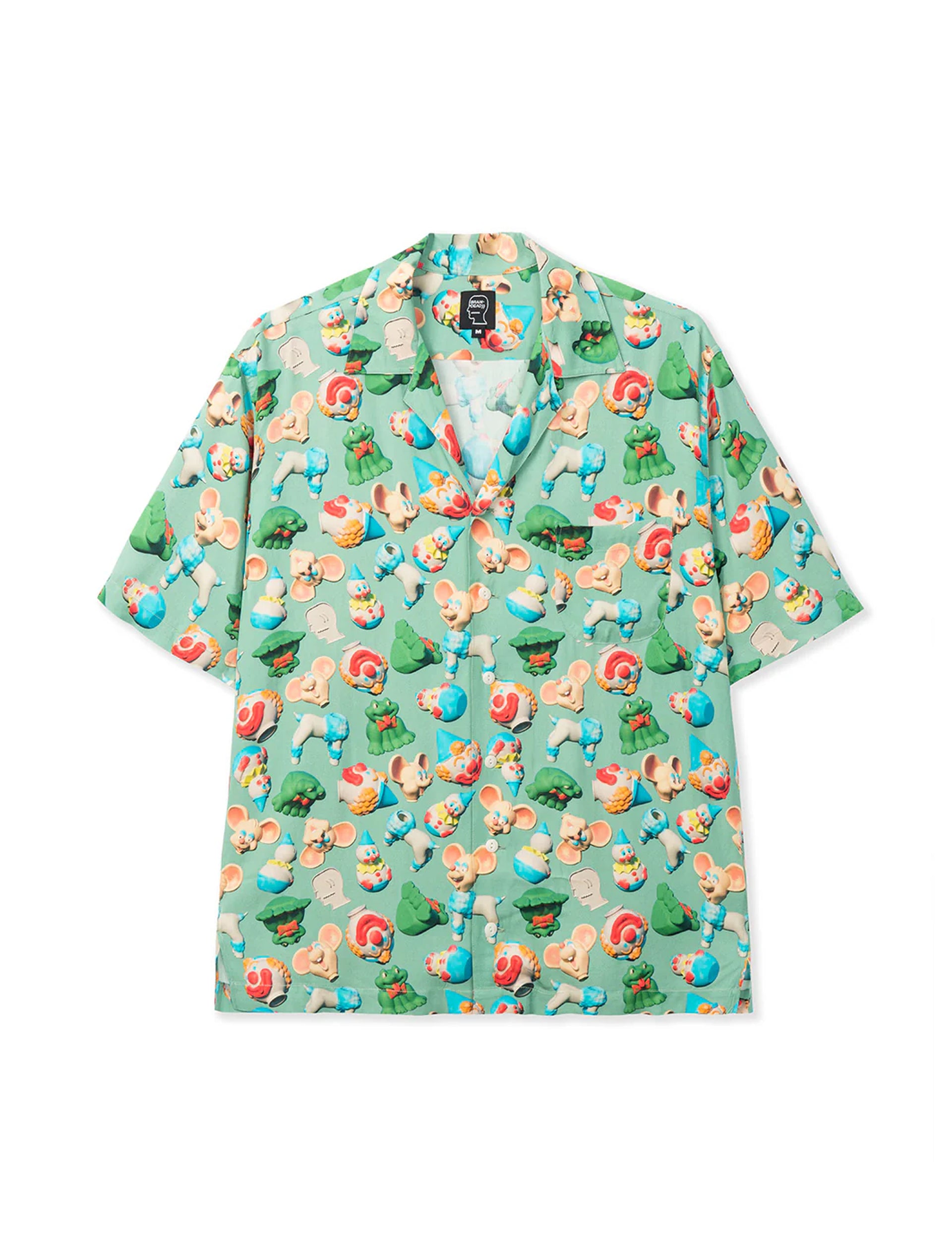 BRAIN DEAD STEVE SMITH 3D TOY BOX SHORT SLEEVE HAWAIIAN SHIRT - SEAFOAM