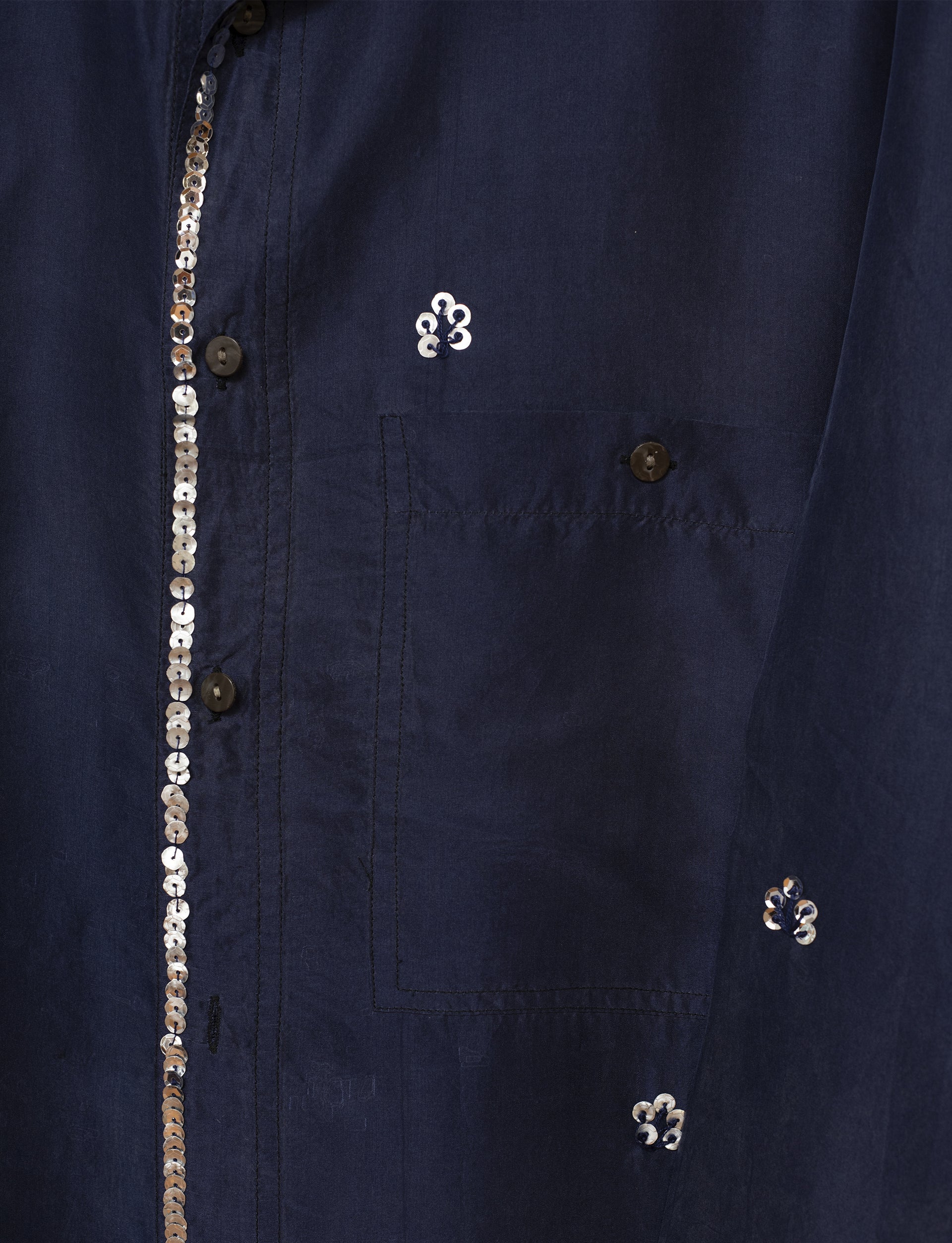 STUDIO PURAS BLUE SILK EMBROIDERED SHIRT