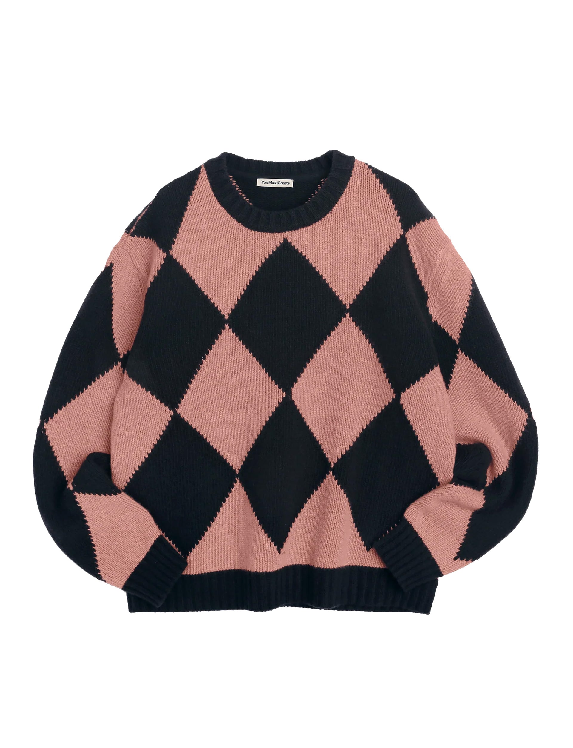 YOUMUSTCREATE FLINT CREW NECK  BLACK/PINK