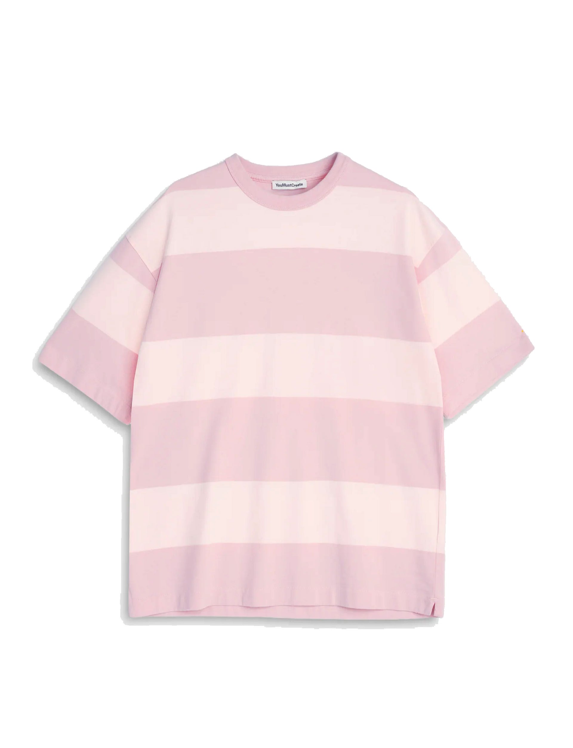 YOUMUSTCREATE TRIPLE WIDE STRIPE T SHIRT PINK MULTI