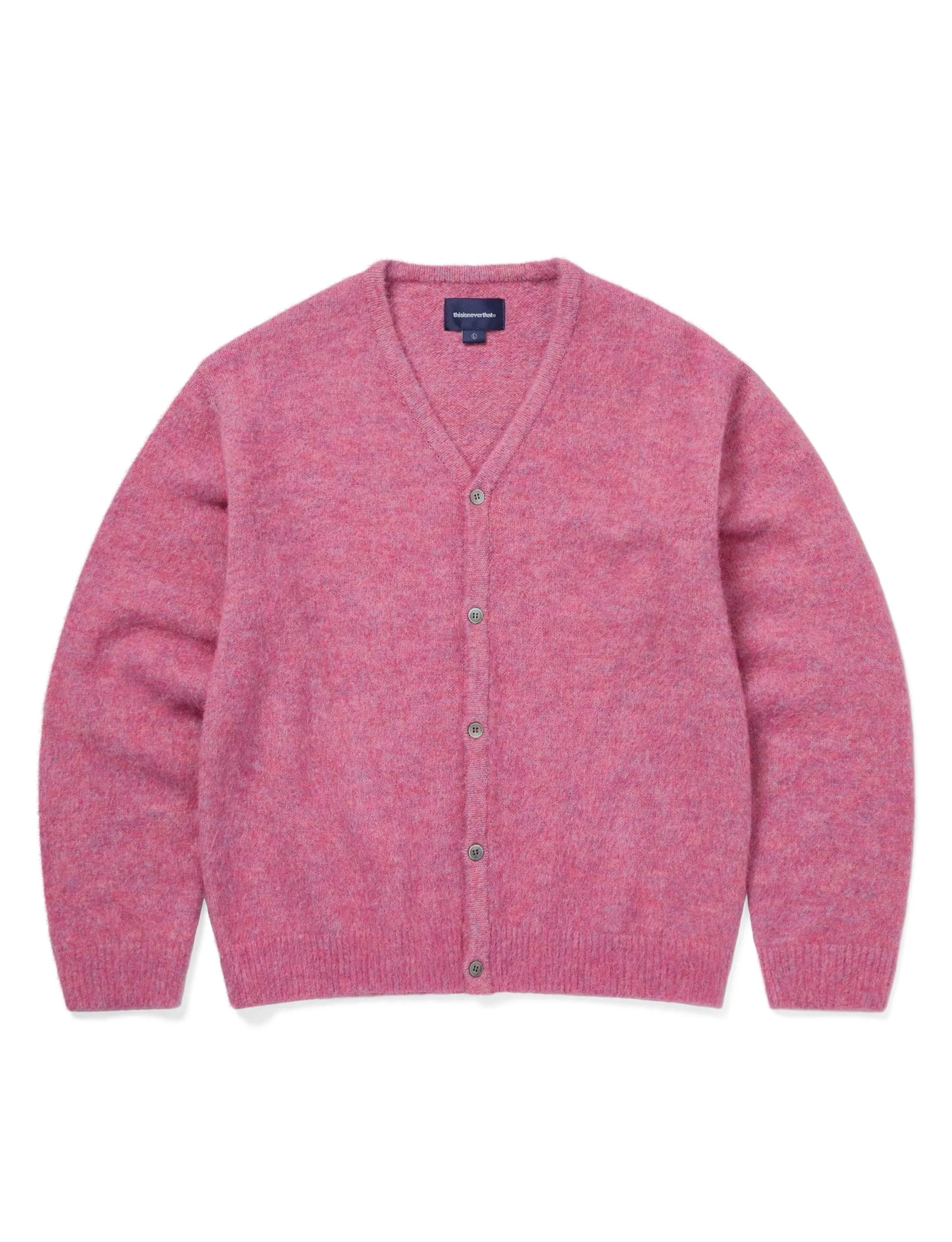 thisisneverthat Hairy Knit Cardigan Pink