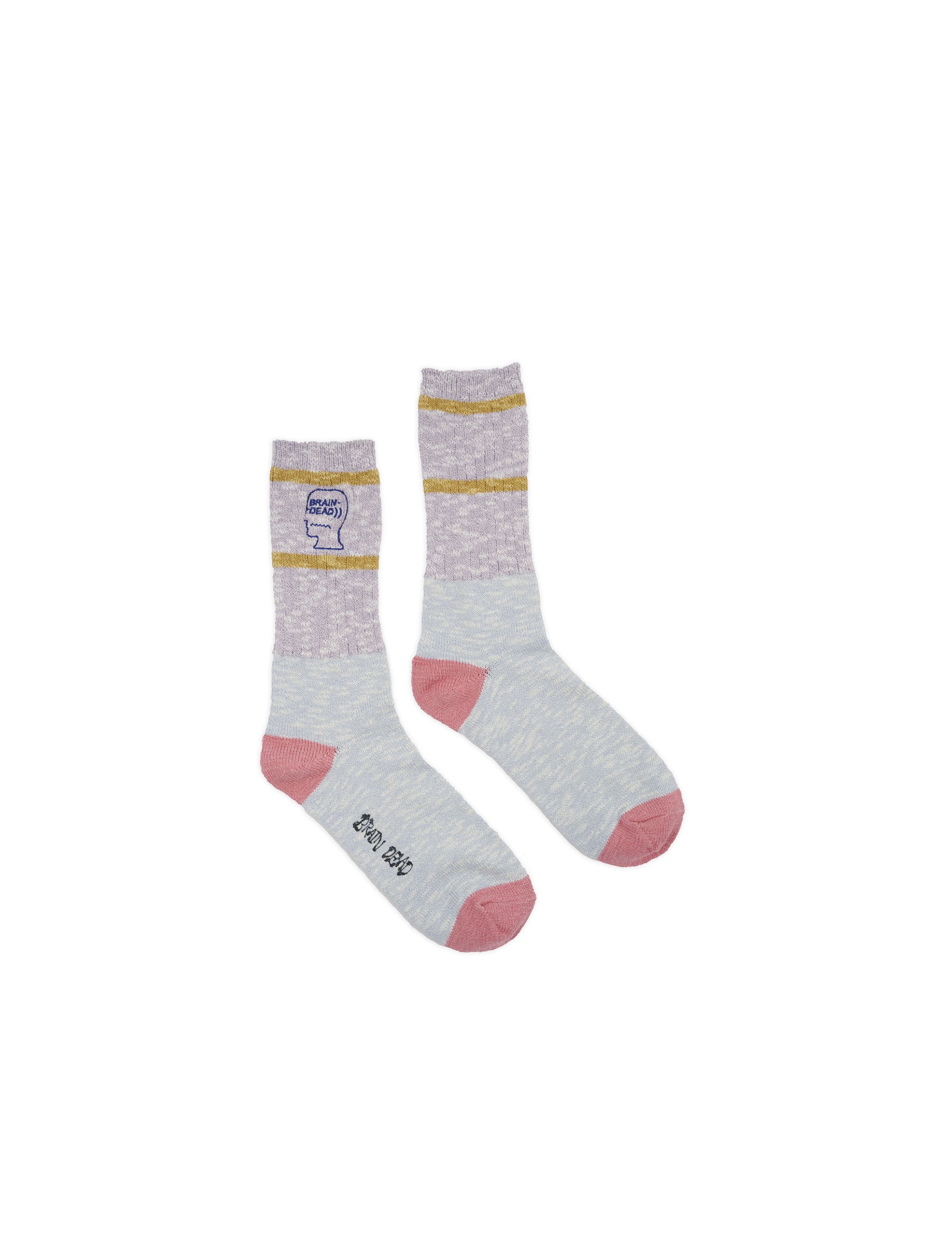 BRAIN DEAD SLUB 2 STRIPES CREW SOCK - LIGHT BLUE