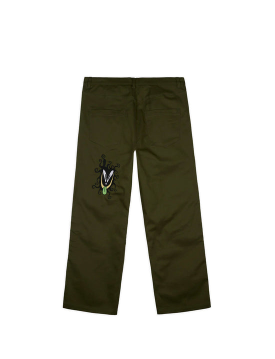 BRAIN DEAD TWISTED SNOUT EMBROIDERED PANT - OLIVE