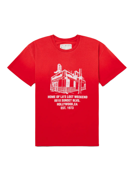 ONE OF THESE DAYS LOST WEEKEND BAR T- SHIRT RED