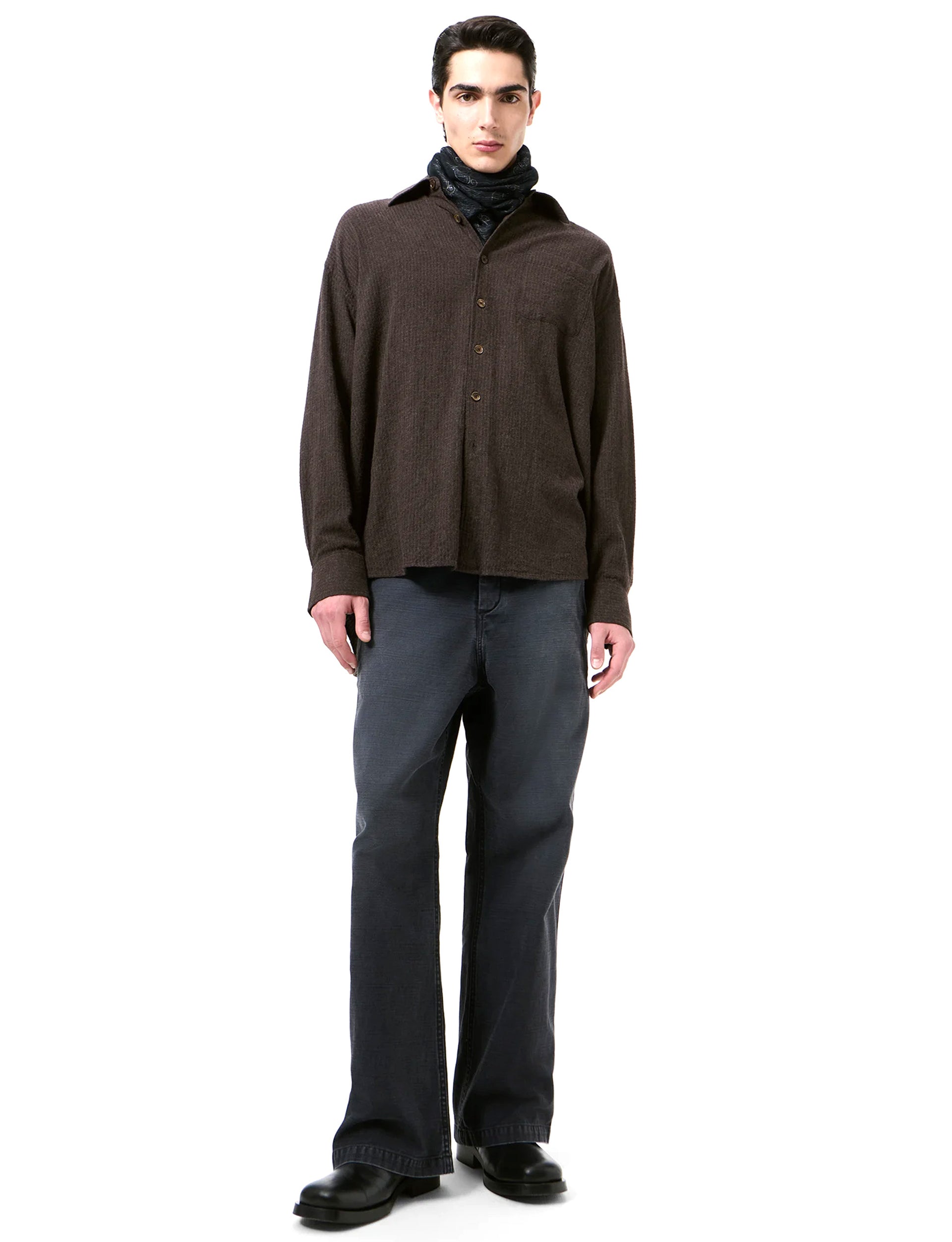 OUR LEGACY BORROWED SHIRT, Truffle Check Grid Cloth