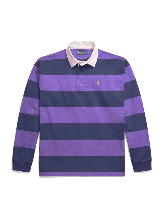 Polo Ralph Lauren BIG FIT STRIPED JERSEY RUGBY SHIRT TIE PRPL/DRK CBLT