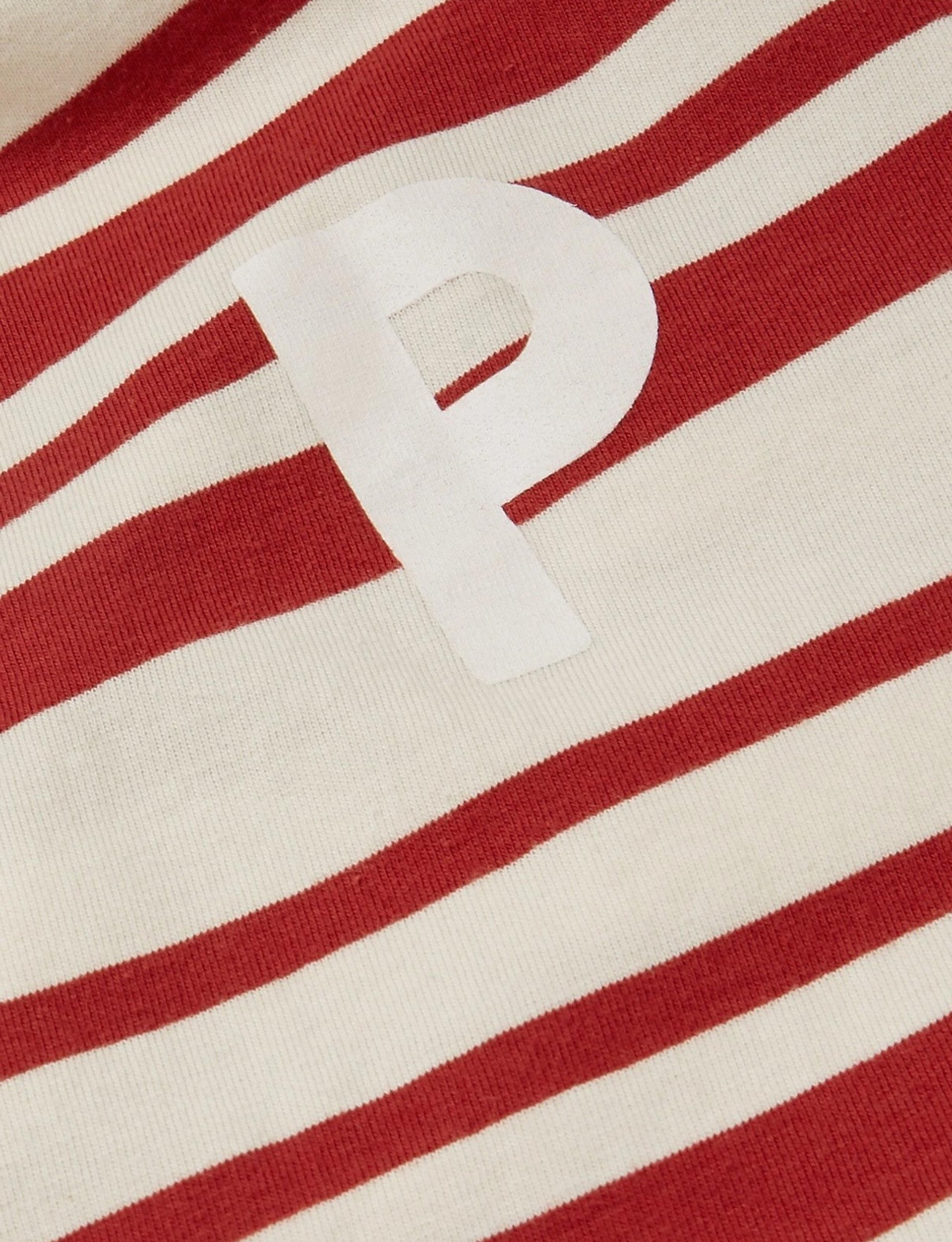 Pop Trading Company Logo Print Striped Cotton Jersey T-Shirt Red