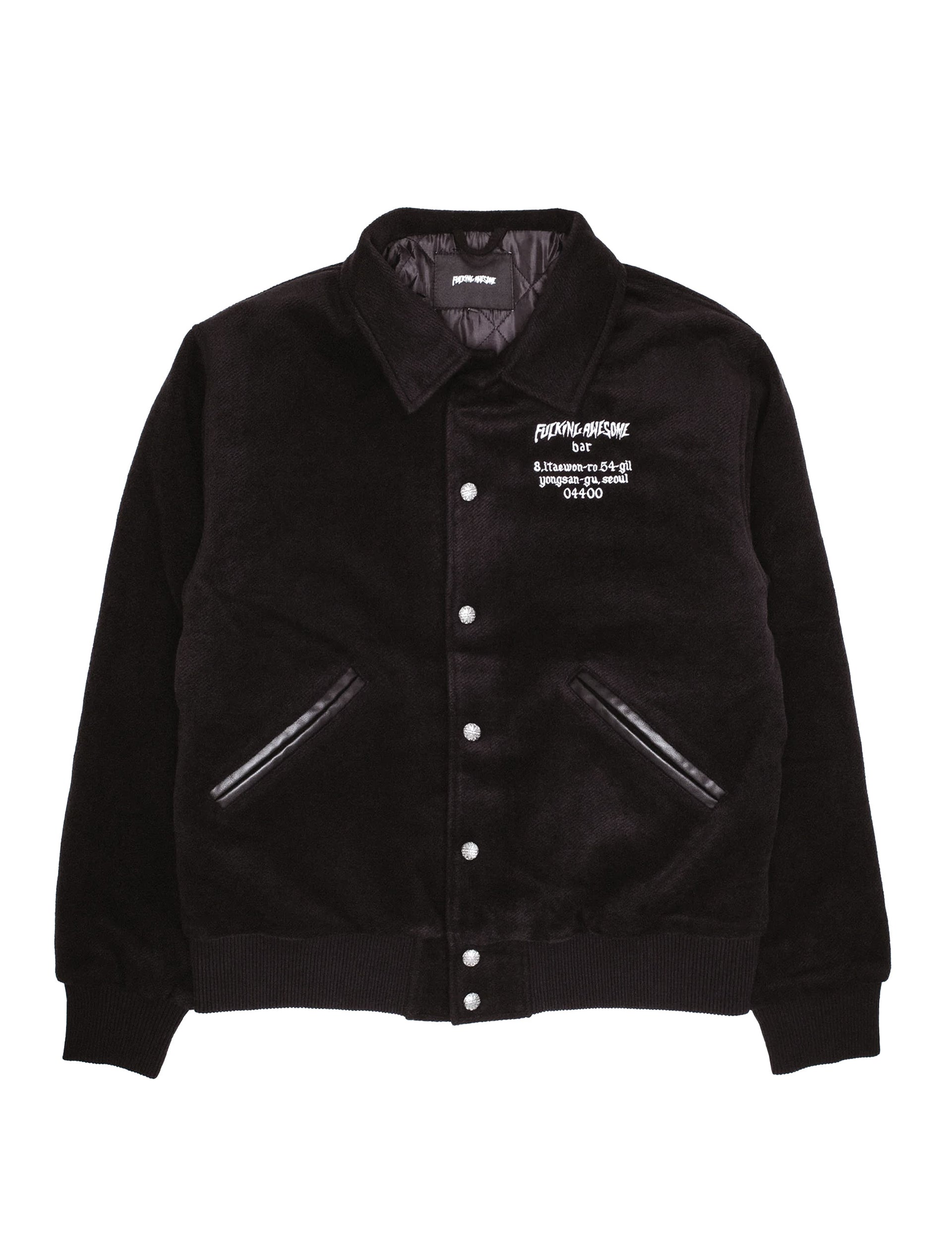 FUCKING AWESOME Korea Bar Varsity Jacket BLACK