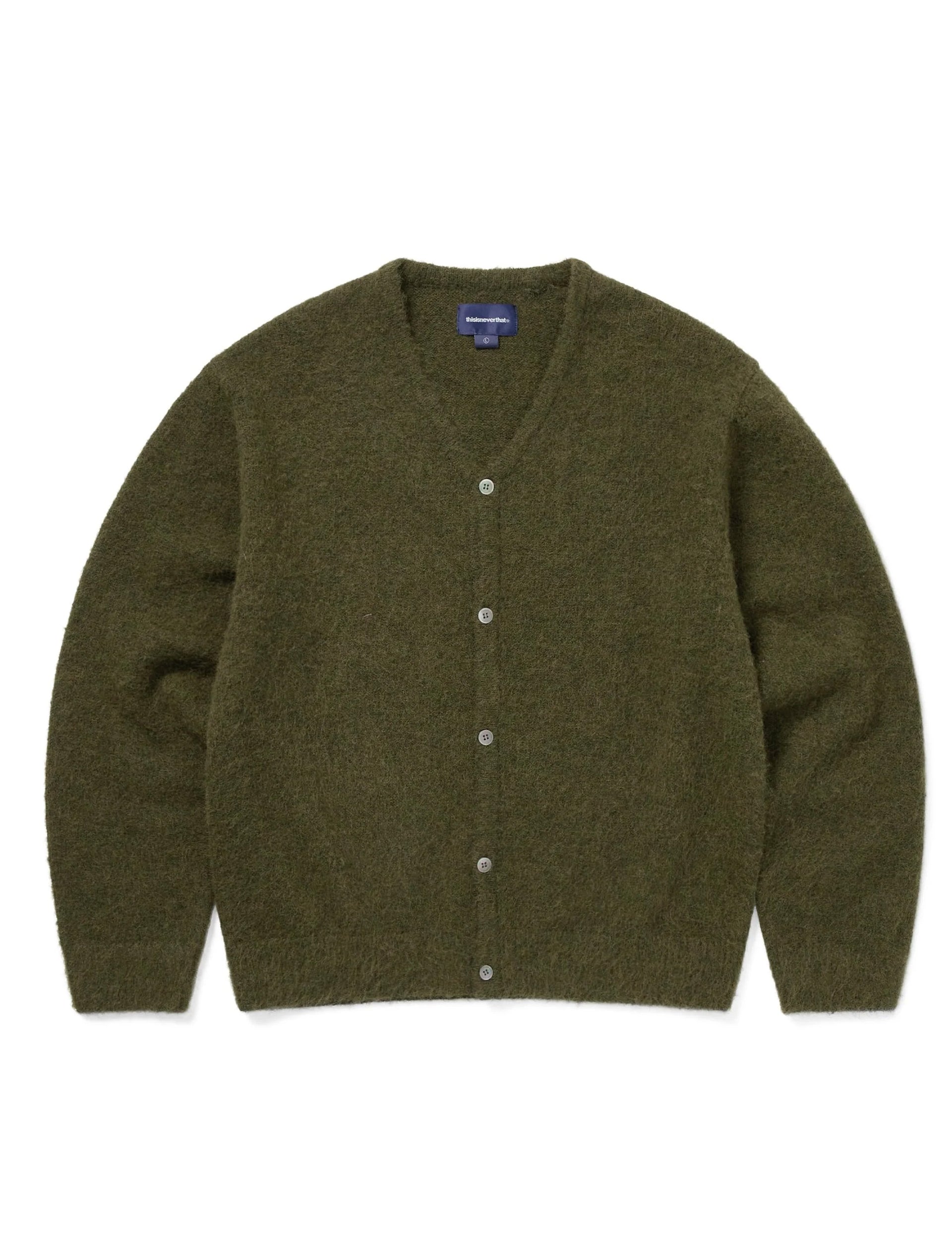 thisisneverthat Hairy Knit Cardigan Olive Green
