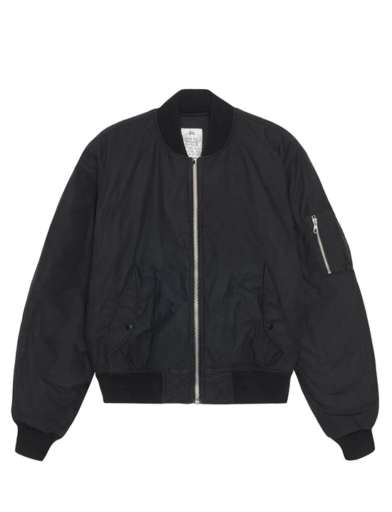 STÜSSY Quilted Bomber Waxed BLACK