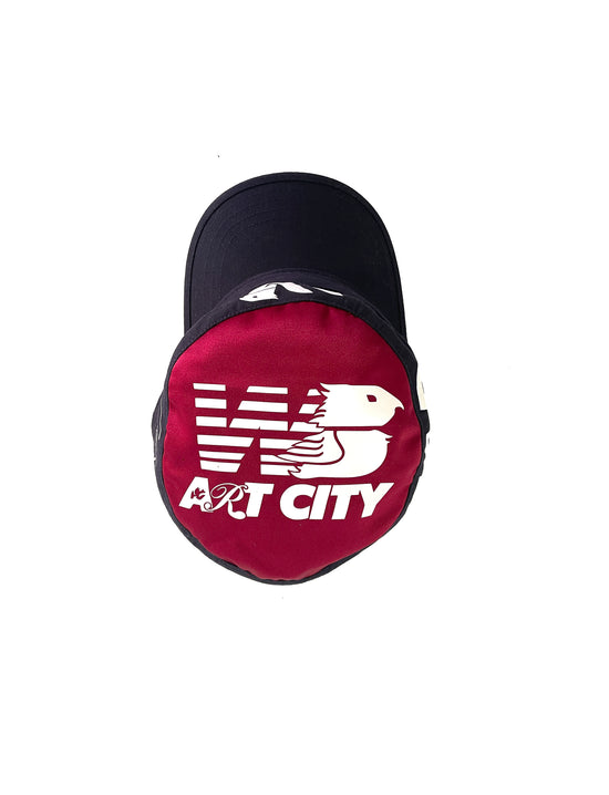 We made Art cap burgundy / navy