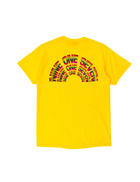 917 T-SHIRT YELLOW LOGO RAINBOW