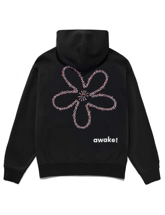 AWAKE NY FLOWER STAMP HOODIE BLACK