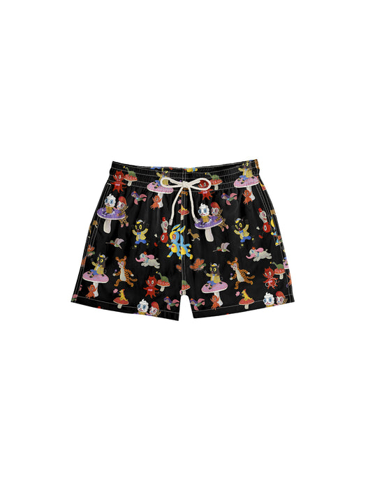 Arrels Exclusive Classic Swim Shorts Black Catch the Wind x Gary Baseman