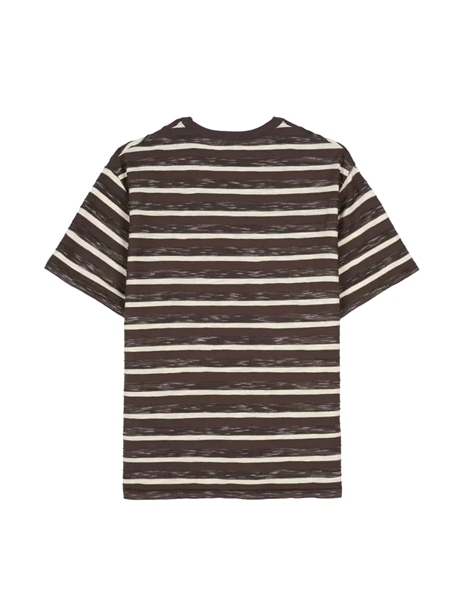 BRAIN DEAD CASEY STRIPED T-SHIRT - COFFEE