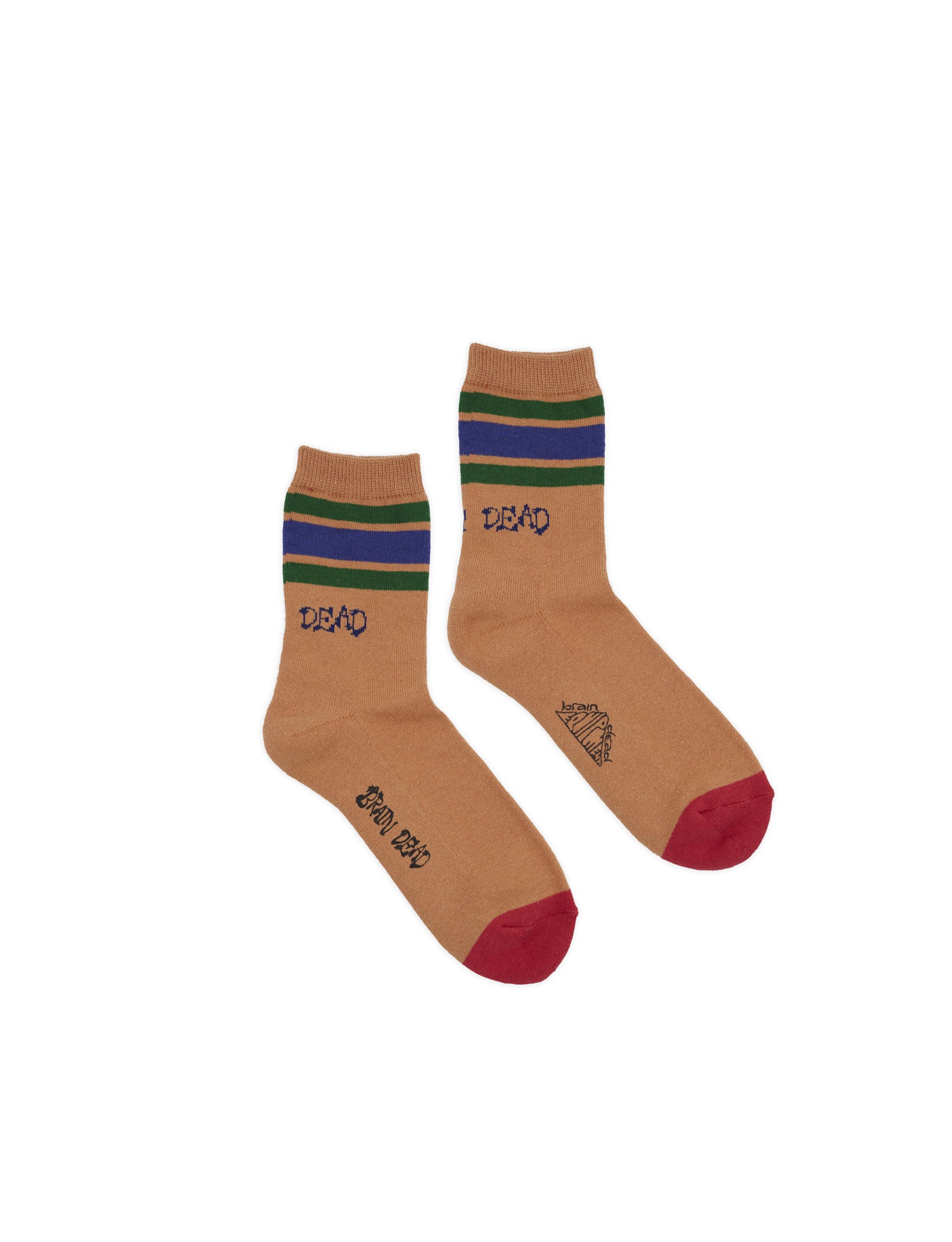 BRAIN DEAD LOGO STRIPED QUARTER SOCK- ORANGE