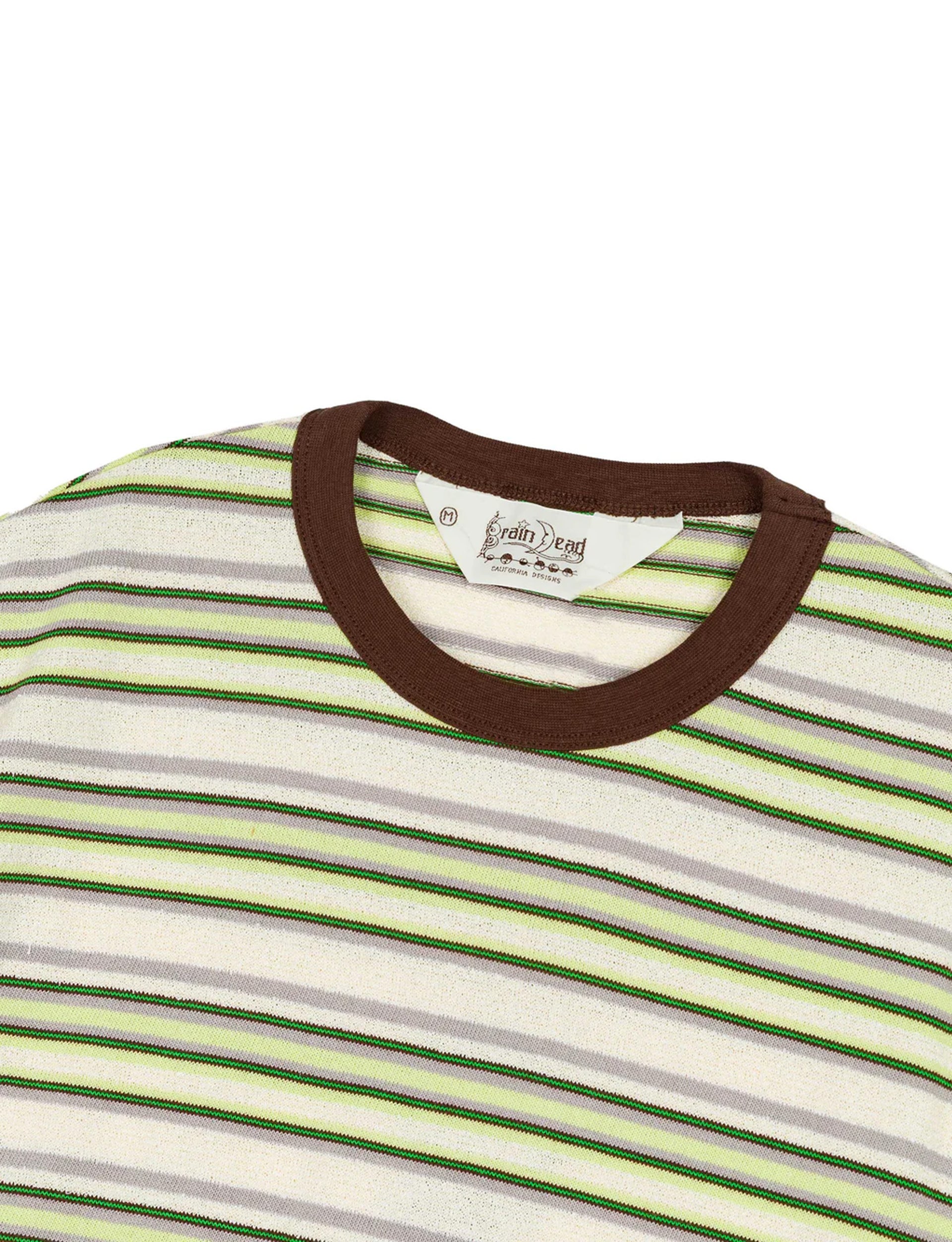BRAIN DEAD LOOPED STRIPE T-SHIRT - GREEN MULTI