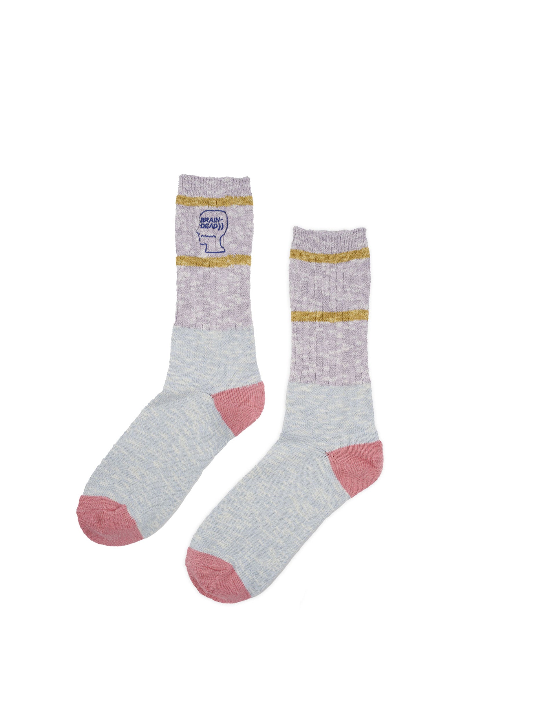 BRAIN DEAD SLUB 2 STRIPES CREW SOCK - LIGHT BLUE