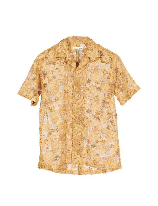CMMN SWDN Duane Short Sleeve Camp Collar Shirt Floral Mesh
