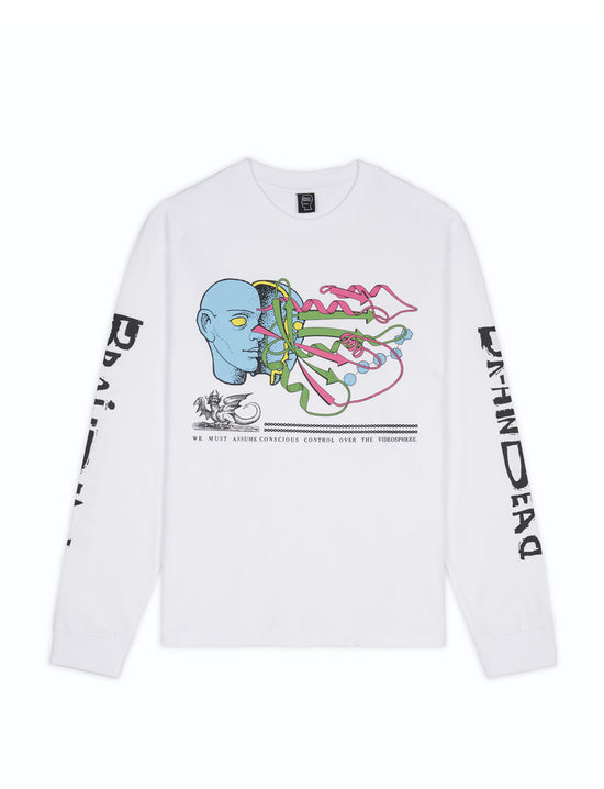 BRAIN DEAD CONSCIOUS CONTROL LS T-SHIRT-WHITE