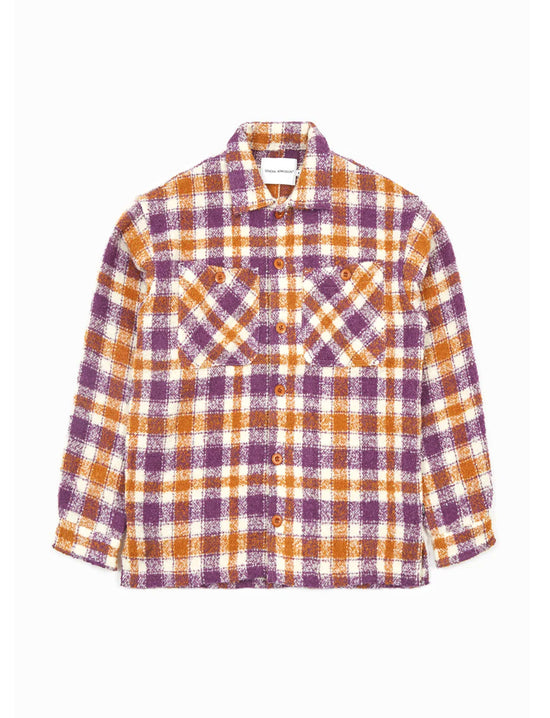 GENERAL ADMISSION NEPPED PLAID OVER SHIRT PURPLE PLAID