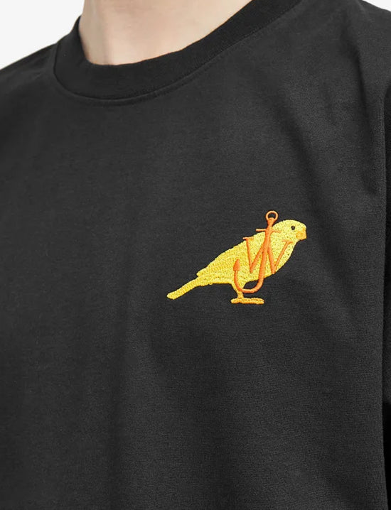 JW ANDERSON CANARY EMBROIDERY T-SHIRT BLACK