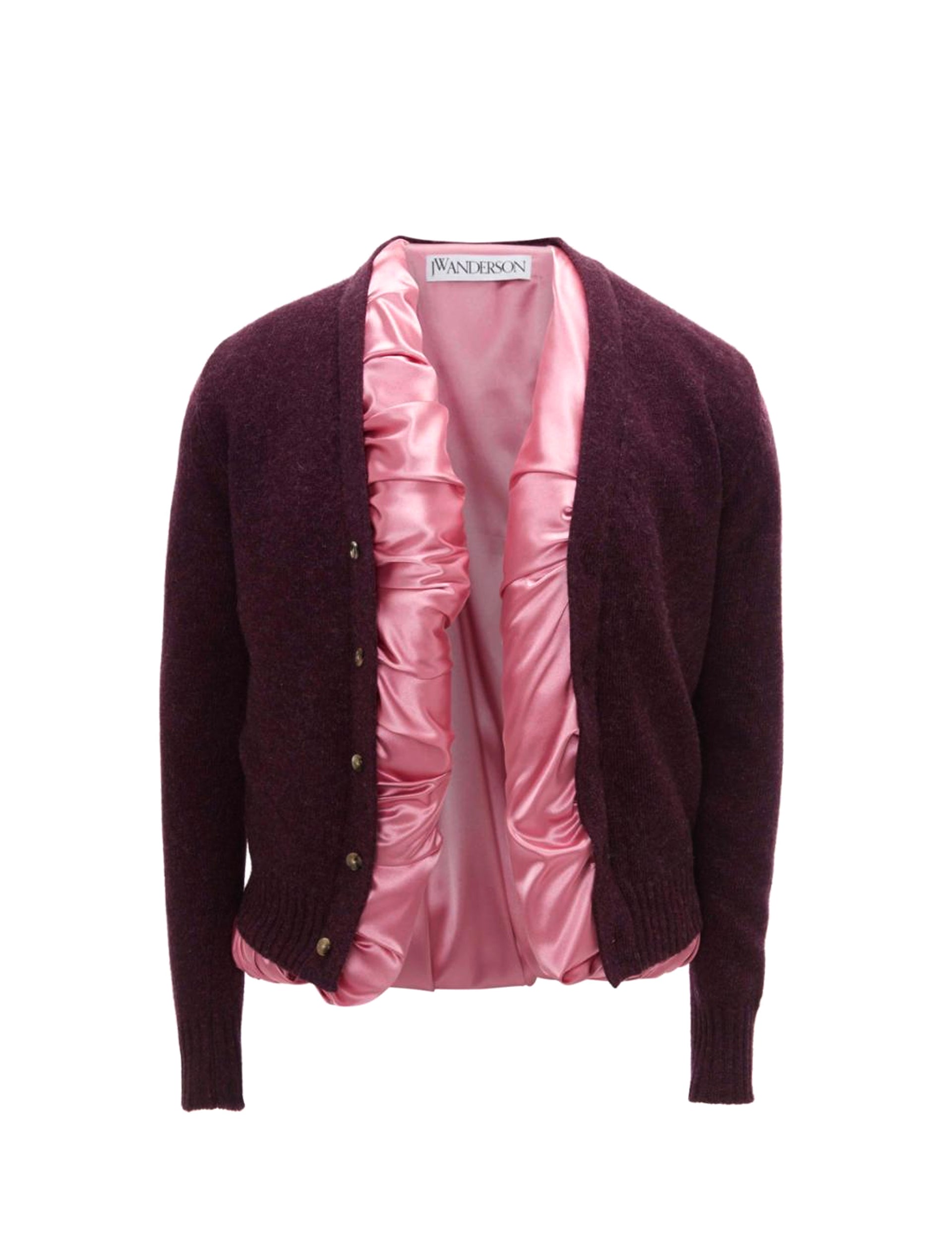 JW ANDERSON SATIN LINED CARDIGAN PLUM