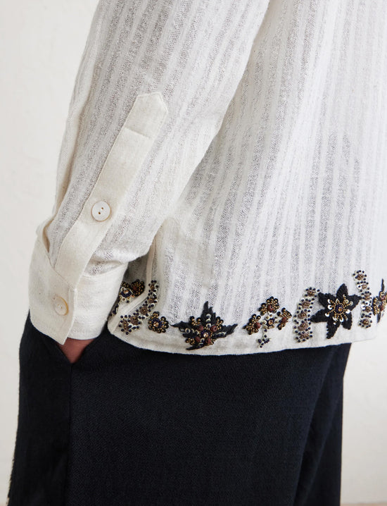 KARTIK RESEARCH Camp Shirt White/ Black/ Gold