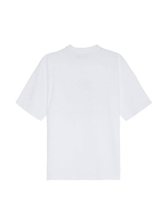 LATE CHECKOUT WHITE BLUE SCRIPT TEE