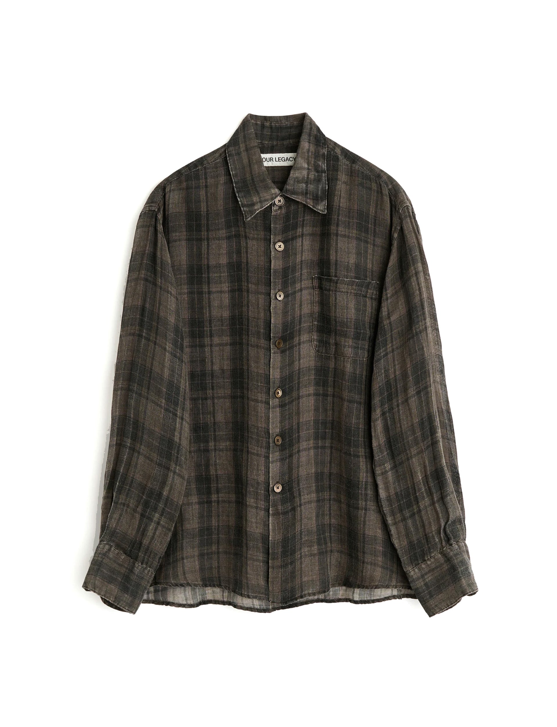 OUR LEGACY ABOVE SHIRT Penumbra Check Sheercoat Linen