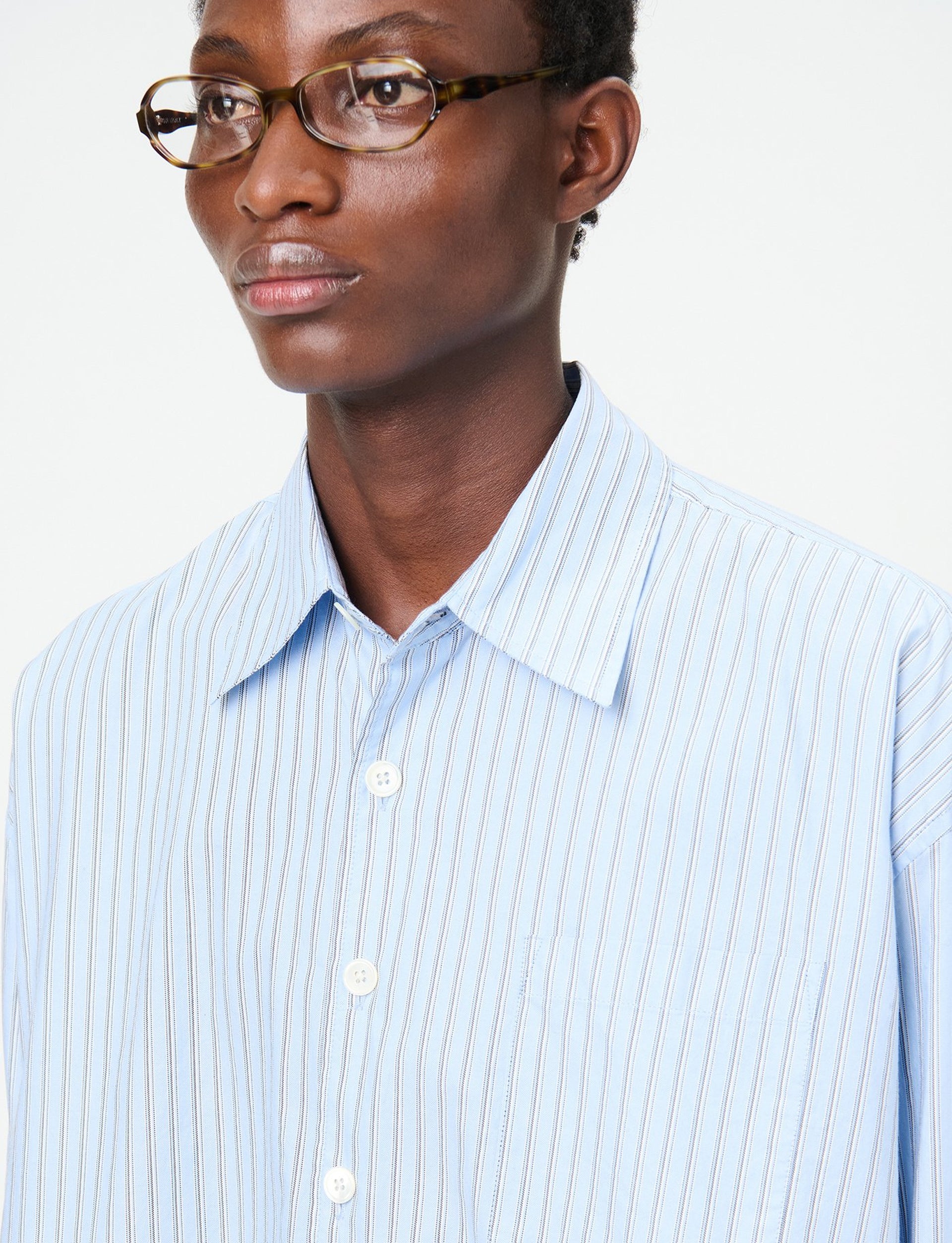 OUR LEGACY BORROWED SHIRT SHIRT Big Ddd Stripe Oxford blue