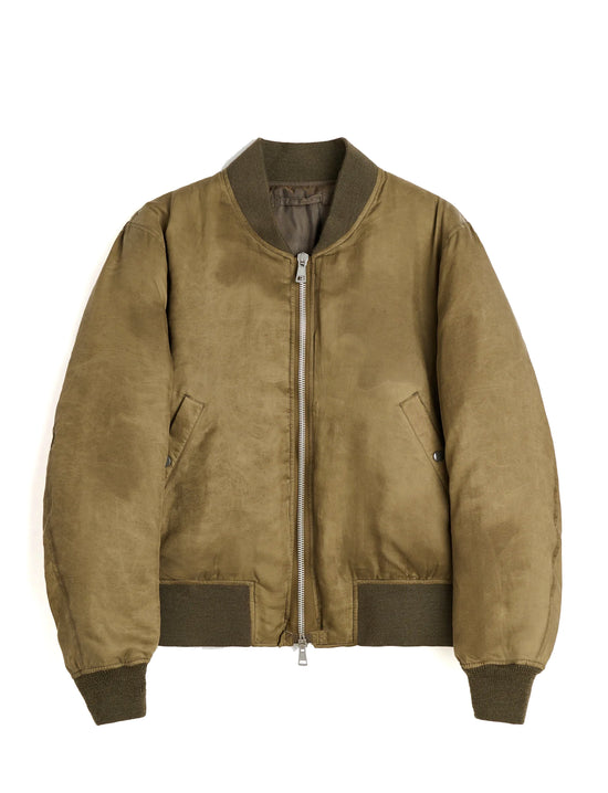 OUR LEGACY BOMBER Marsh Khaki Wax Dipped Cupro