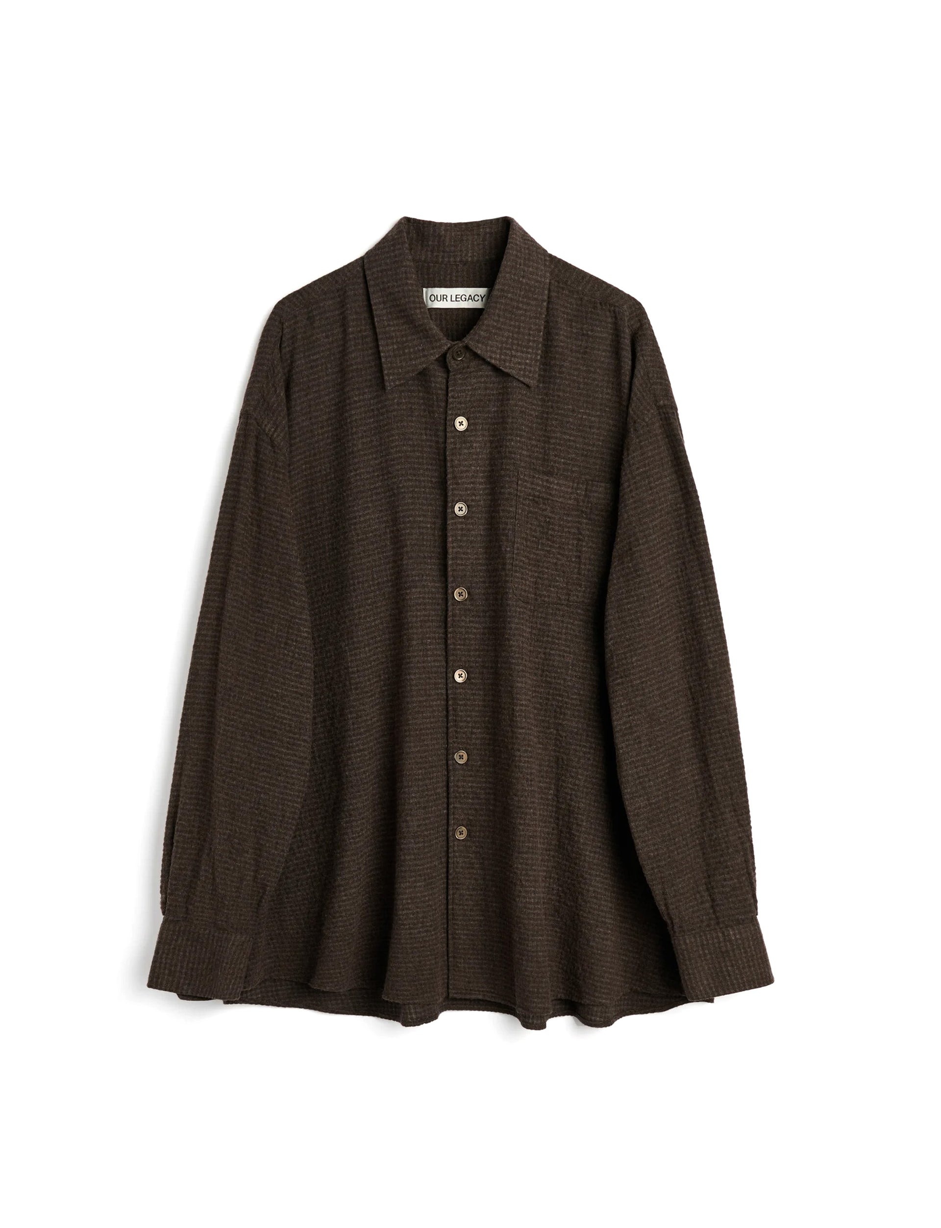 OUR LEGACY BORROWED SHIRT, Truffle Check Grid Cloth