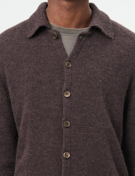 OUR LEGACY EVENING POLO Smokey Brown Fuzzy Alpaca