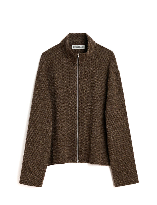 OUR LEGACY SHRUNKEN FULLZIP POLO Brown Sparse Buckle Weave