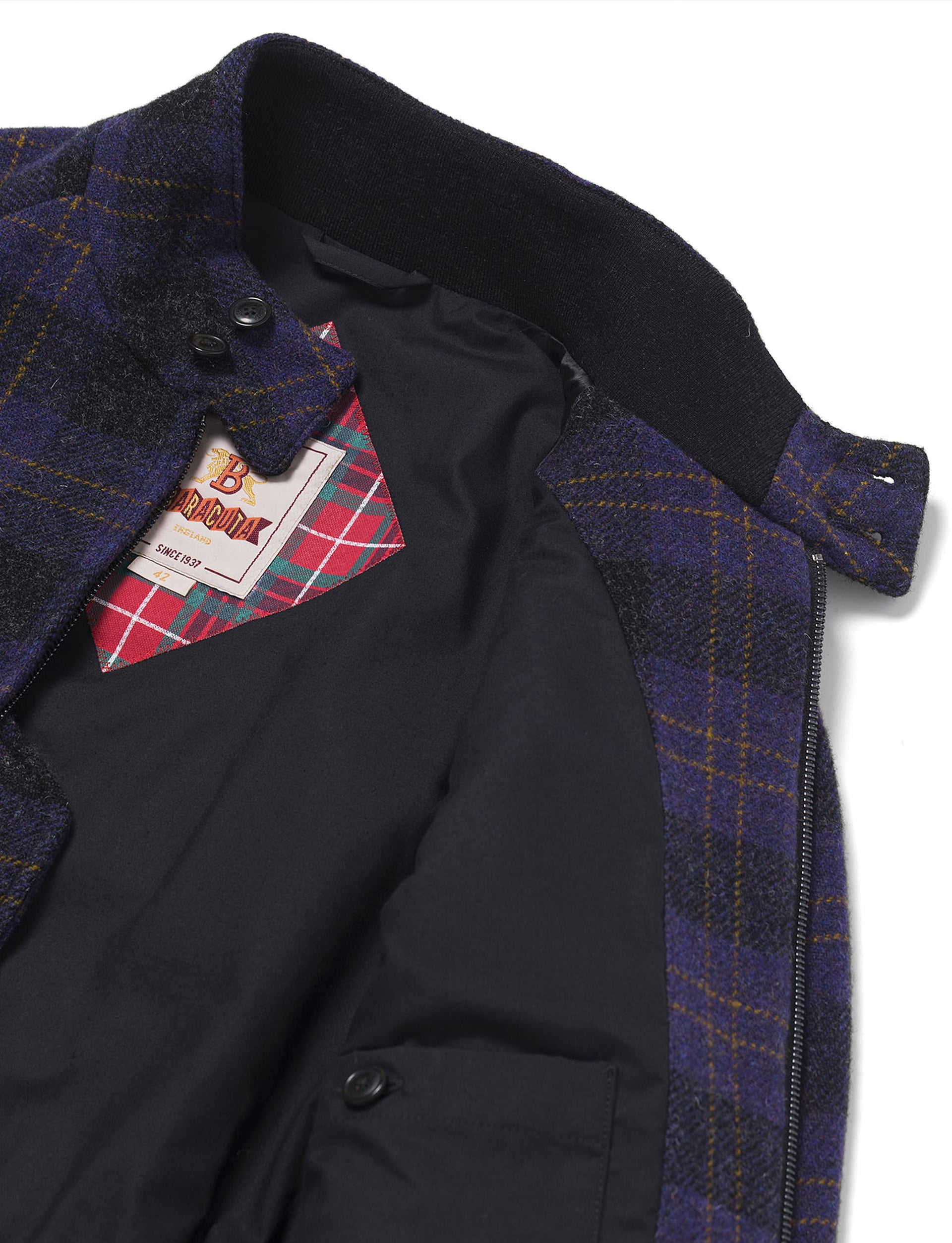 BARACUTA P.WOOL G9 AF POCKET UNPADDED 'GREY PURPLE PLAID'