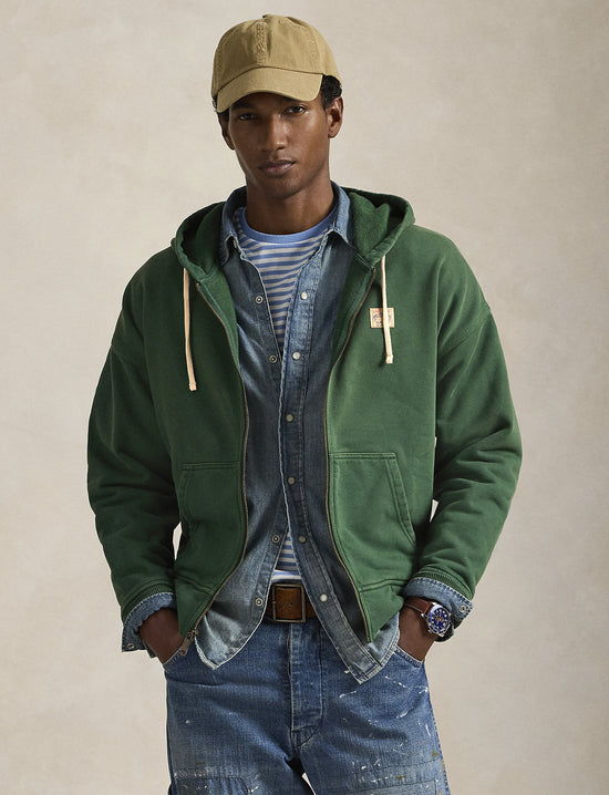 POLO RALPH LAUREN KNIT-FULL ZIP-SWEATSHIRT GRASS GREEN