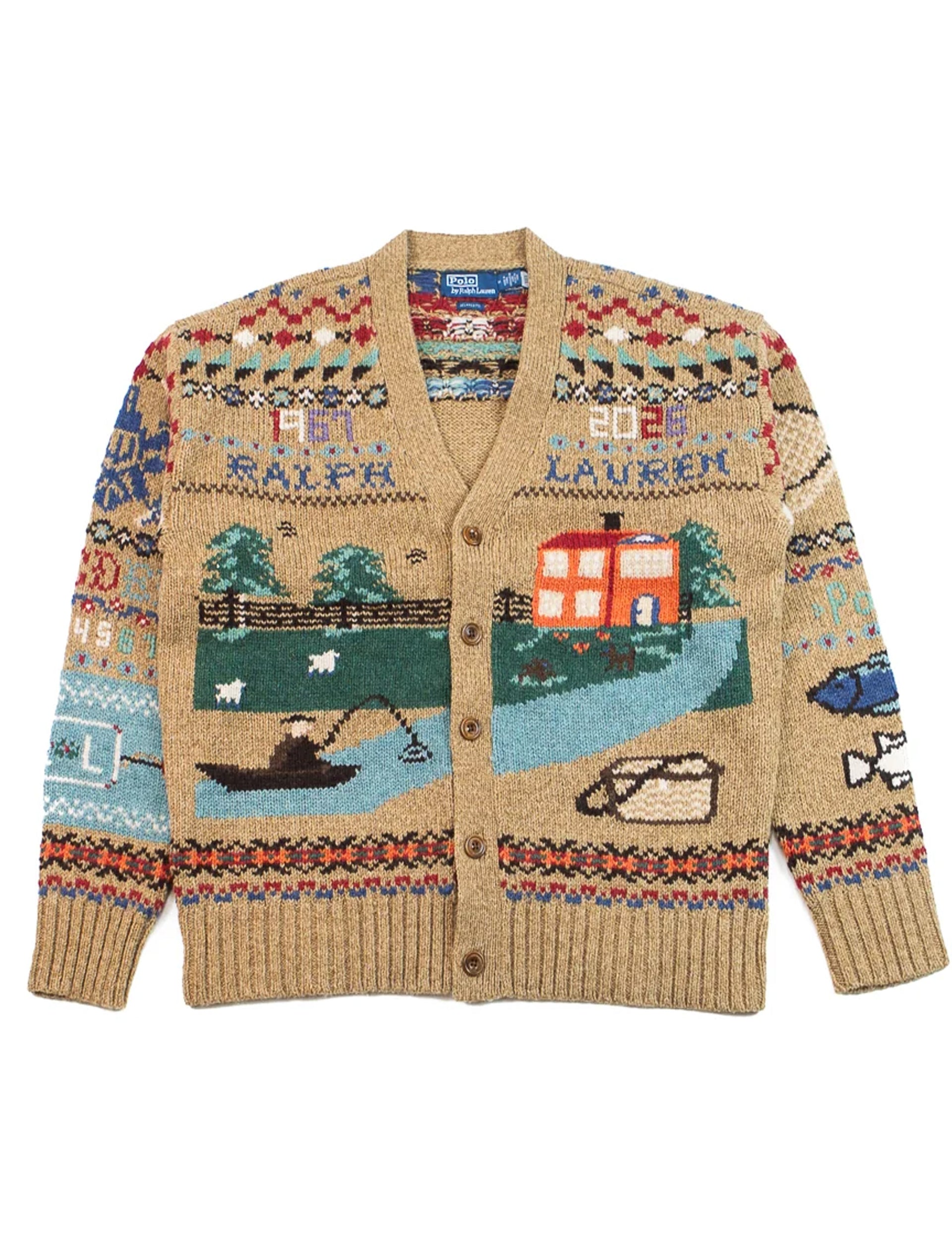 POLO RALPH LAUREN Relaxed Fit Scenic Wool Cardigan (Brown)