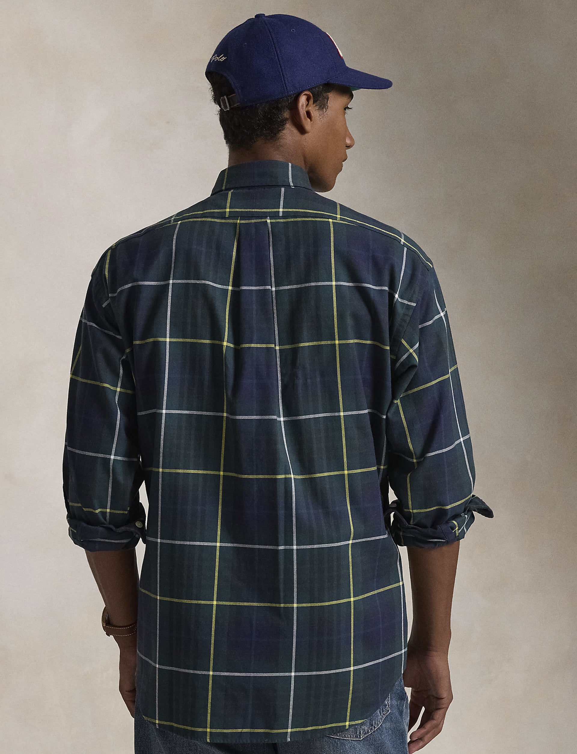 POLO RALPH LAUREN THE PLAID BIG SHIRT GREEN/NAVY MULTI