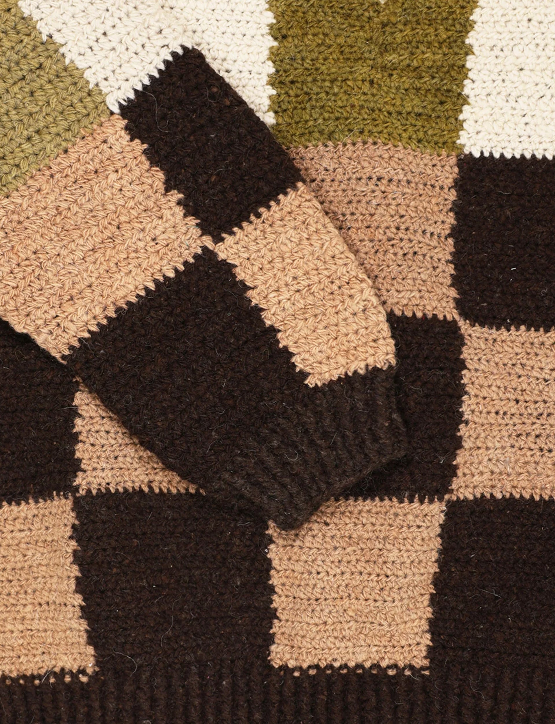 KARU RESEARCH RUGBY SWEATER BROWN HAND KNIT