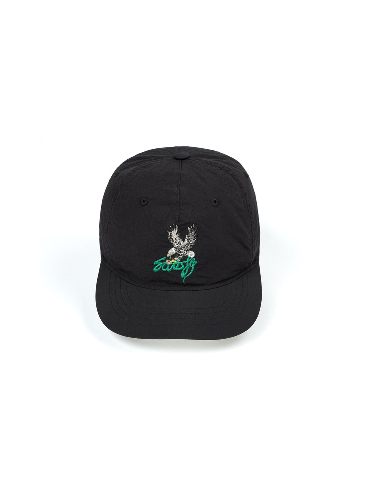 SATISFY FliteSilk™ 5‑Panel EAGLE Pinch Cap Logo BLACK