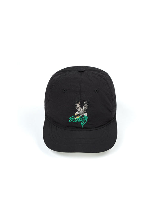 SATISFY FliteSilk™ 5‑Panel EAGLE Pinch Cap Logo BLACK