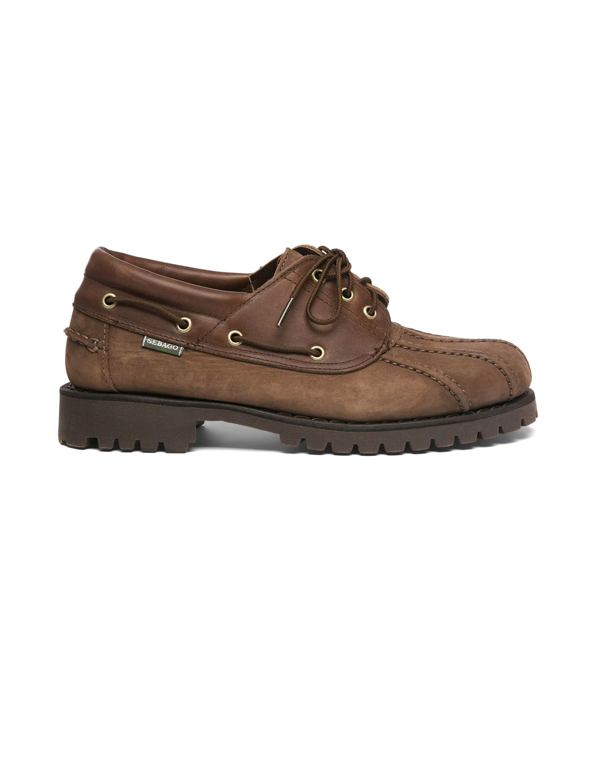 SEBAGO TUCKER Brown Men's Leather Lace-Up Moccasin