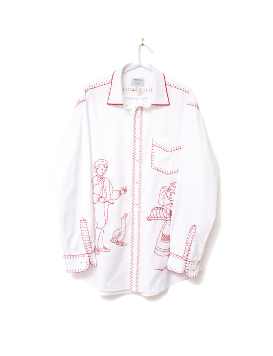 STUDIO PURAS WHITE EMBROIDERED SHIRT WHITE