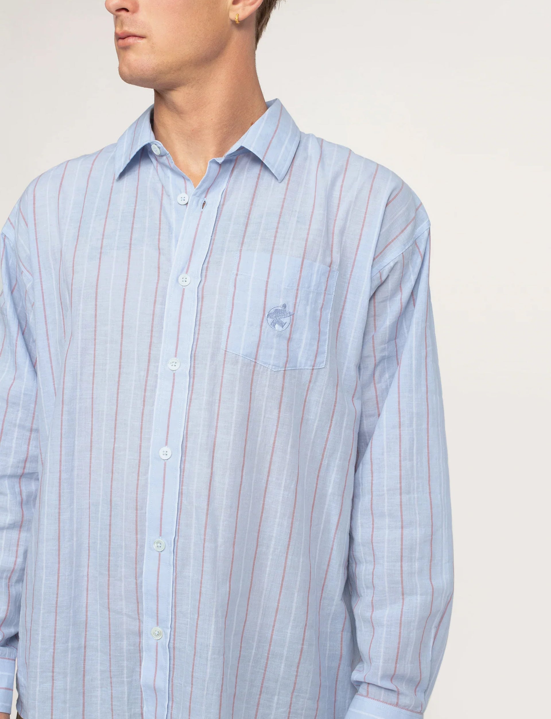 STÜSSY Classic LS Shirt Stripe light blue