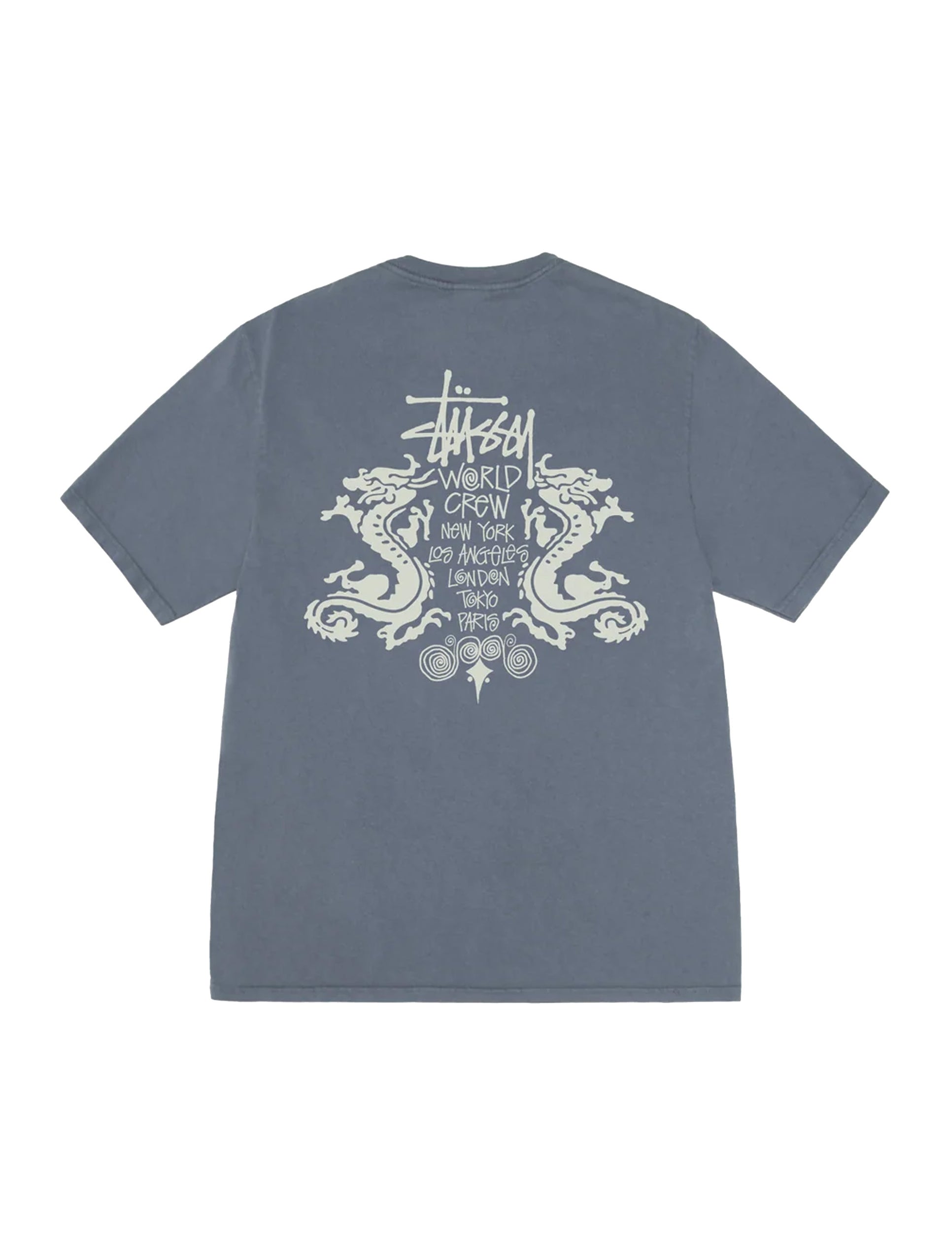 STÜSSY Double Dragon Pig. Dyed Tee Navy