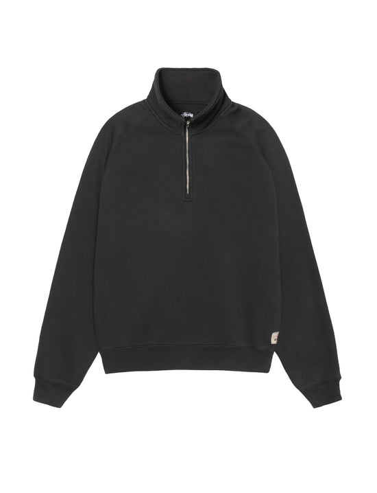 STÜSSY RELAXED HALF ZIP WASHED BLACK