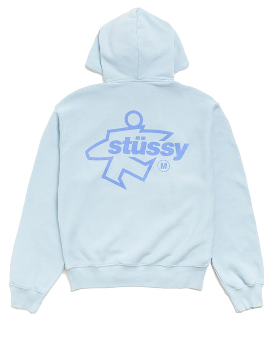 STÜSSY SURF SIZE ZIP HOODIE SKY BLUE