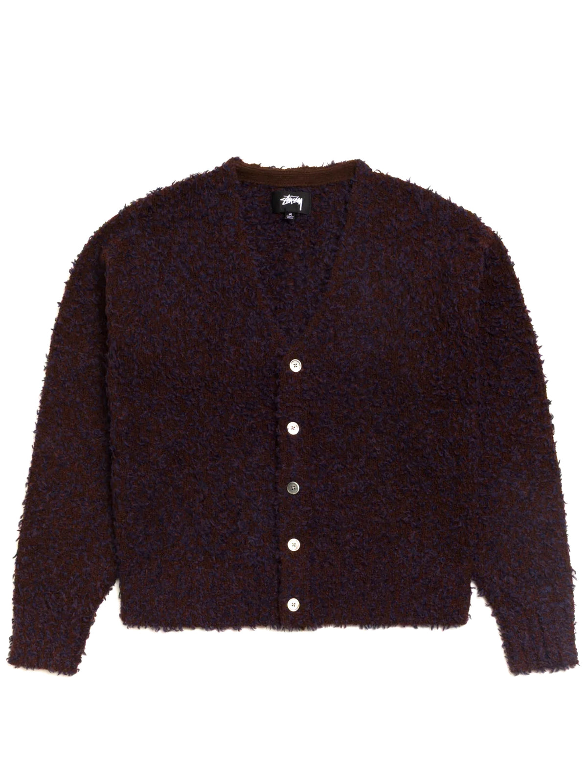 STÜSSY TEXTURED CARDIGAN NAVY BROWN
