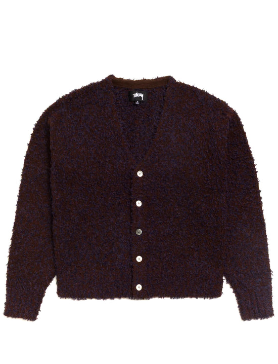 STÜSSY TEXTURED CARDIGAN NAVY BROWN